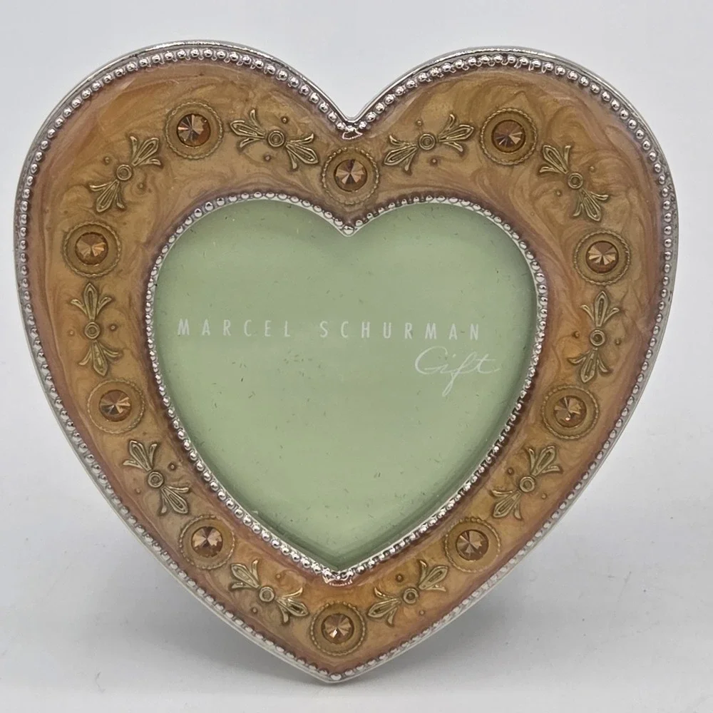 Set Of 3 Marcel Schurman Mini Photo Frames Circle Heart Square Enamel